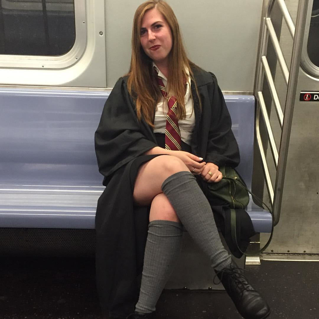 nerdy legs on train